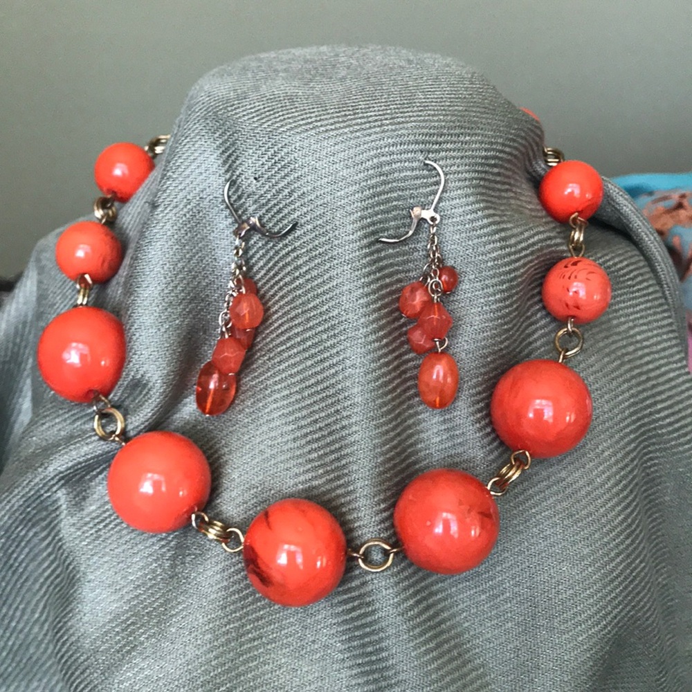 Orange circular jewelry set